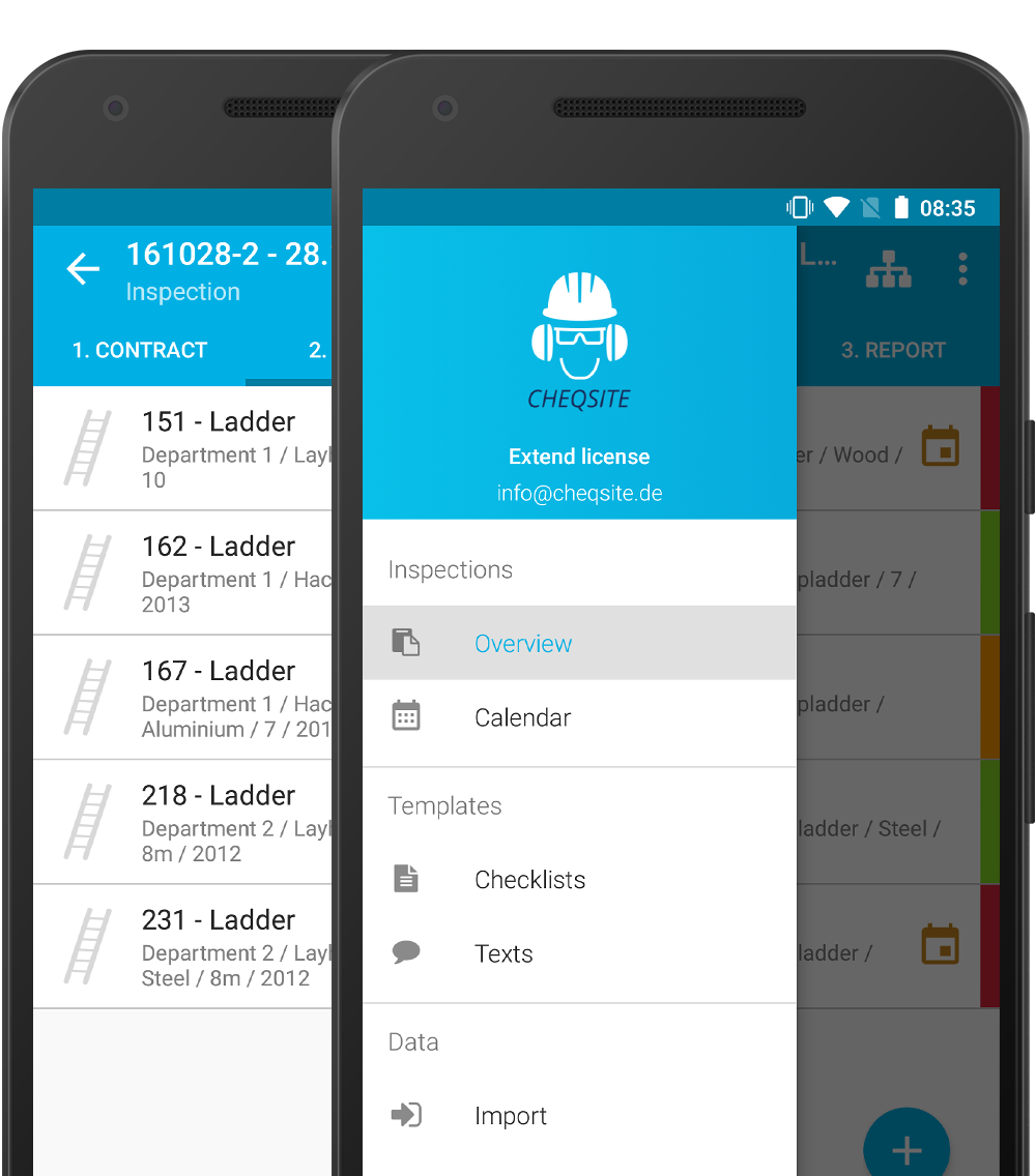 Functions of the Ladders Inspection / Steps Inspection App