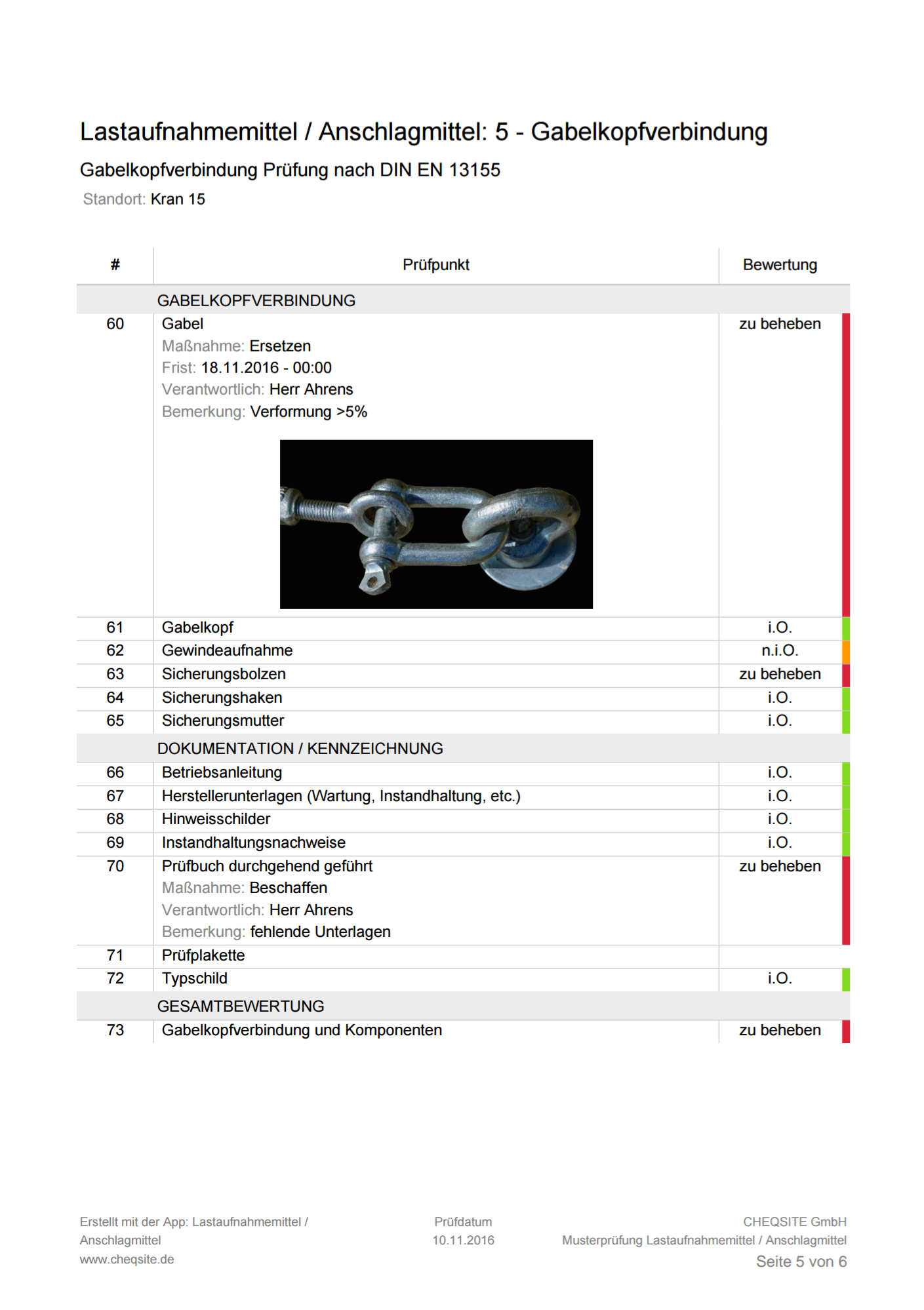 Checkliste für die Prüfung von Lastaufnahmemitteln und Anschlagmitteln ...